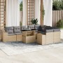 Gartensofa-Set mit 10-teiligen beigen Kissen aus synthetischem Rattan. von , Gartensets - Ref: Foro24-3269389, Preis: 725,07 ...