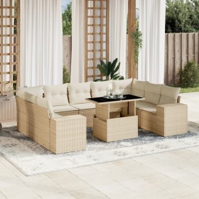 Gartensofa-Set mit 10-teiligen beigen Kissen aus synthetischem Rattan. von , Gartensets - Ref: Foro24-3269368, Preis: 830,52 ...