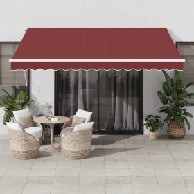 Automatic retractable awning with LED lights burgundy 400x350 cm by , Awnings - Ref: Foro24-3214985, Price: 726,99 €, Discoun...