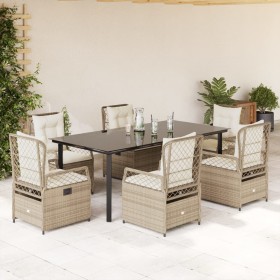 Garten-Essgruppe 7-teilig mit Kissen aus synthetischem Rattan in Beige. von , Gartensets - Ref: Foro24-3263025, Preis: 829,99...