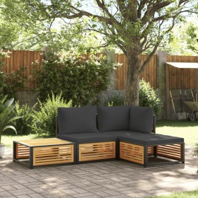 Set sofás de jardín con cojines 4 pzas madera maciza de acacia de , Conjuntos de jardín - Ref: Foro24-3214877, Precio: 448,08...