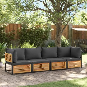 Set sofás de jardín con cojines 4 pzas madera maciza de acacia de , Conjuntos de jardín - Ref: Foro24-3214889, Precio: 535,99...