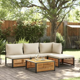 Garden sofa set with 5 pieces, solid acacia wood, and cushions. by , Garden sets - Ref: Foro24-3214907, Price: 562,63 €, Disc...