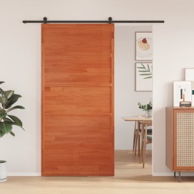 Solid pine wood barn door in honey brown color, 100x208 cm by , Doors - Ref: Foro24-850631, Price: 128,99 €, Discount: %