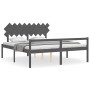 Double bed for seniors gray solid wood headboard by vidaXL, Beds and slatted bases - Ref: Foro24-3195563, Price: 164,28 €, Di...