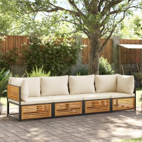 Solid acacia wood garden sofa set with 4 cushions. by , Garden sets - Ref: Foro24-3214918, Price: 531,18 €, Discount: %