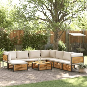 Gartensofa-Set mit 9-teiligen massiven Akazienholz-Kissen. von , Gartensets - Ref: Foro24-3214926, Preis: 1,00 €, Rabatt: %