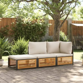 Garden sofa set with 3-piece solid acacia wood cushions. by , Garden sets - Ref: Foro24-3214932, Price: 368,99 €, Discount: %