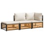 Garden sofa set with 3-piece solid acacia wood cushions. by , Garden sets - Ref: Foro24-3214932, Price: 367,79 €, Discount: %