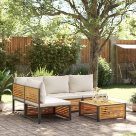 Garden sofa set with 5 pieces, solid acacia wood, and cushions. by , Garden sets - Ref: Foro24-3214930, Price: 586,60 €, Disc...