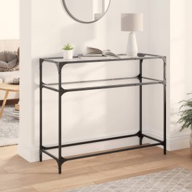 Mesa consola superficie vidrio transparente acero 98x35x81 cm de , Mesas consola - Ref: Foro24-846026, Precio: 75,59 €, Descu...