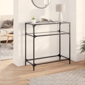 Mesa consola superficie vidrio transparente acero 80x35x81 cm de , Mesas consola - Ref: Foro24-846024, Precio: 70,18 €, Descu...