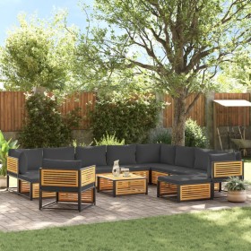 Garden sofa set with 12 pieces of solid acacia wood and cushions. by , Garden sets - Ref: Foro24-3214896, Price: 1,00 €, Disc...