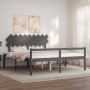 Double bed for seniors gray solid wood headboard by vidaXL, Beds and slatted bases - Ref: Foro24-3195563, Price: 164,28 €, Di...