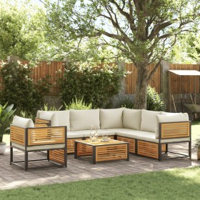 Garden sofa set with 7 pieces, solid acacia wood, and cushions. by , Garden sets - Ref: Foro24-3214913, Price: 960,62 €, Disc...