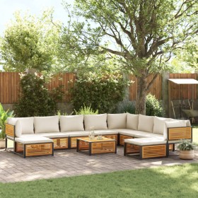 Gartensofa-Set mit 11-teiligen massiven Akazienholz-Kissen. von , Gartensets - Ref: Foro24-3214924, Preis: 1,00 €, Rabatt: %