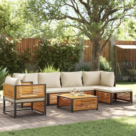 Garden sofa set with 7 pieces, solid acacia wood, and cushions. by , Garden sets - Ref: Foro24-3214911, Price: 913,02 €, Disc...