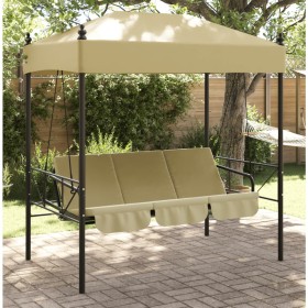 Garden swing bench with canopy, steel frame in sand color. by , Garden rockers - Ref: Foro24-4008899, Price: 231,99 €, Discou...