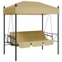 Garden swing bench with canopy, steel frame in sand color. by , Garden rockers - Ref: Foro24-4008899, Price: 231,22 €, Discou...