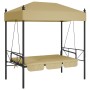 Garden swing bench with canopy, steel frame in sand color. by , Garden rockers - Ref: Foro24-4008899, Price: 231,22 €, Discou...