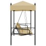 Garden swing bench with canopy, steel frame in sand color. by , Garden rockers - Ref: Foro24-4008899, Price: 231,22 €, Discou...