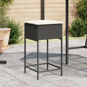 Küchenhocker mit Kissen, 2 Stück, aus schwarzem synthetischem Rattan. von , Gartenstühle - Ref: Foro24-368317, Preis: 105,28 ...