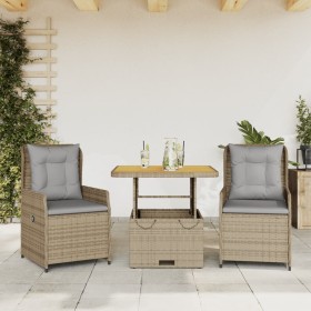 Garden set 3 pieces synthetic rattan chairs and table with beige cushion by , Garden sets - Ref: Foro24-3262771, Price: 327,2...