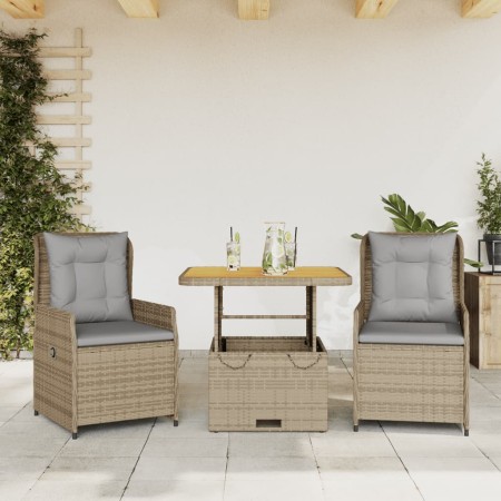 Gartenmöbel-Set 3-teilig aus synthetischem Rattan mit beigen Kissen von , Gartensets - Ref: Foro24-3262771, Preis: 326,11 €, ...