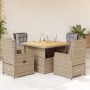 Garten-Essgruppe 5-teilig mit Kissen aus synthetischem Rattan in Beige. von , Gartensets - Ref: Foro24-3262773, Preis: 595,01...