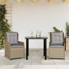 Garten-Essgruppe 3-teilig mit Kissen aus synthetischem Rattan in Beige. von , Gartensets - Ref: Foro24-3262875, Preis: 275,99...