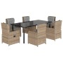 Set comedor de jardín 7 pzas con cojines ratán sintético beige de , Conjuntos de jardín - Ref: Foro24-3262880, Precio: 819,86...