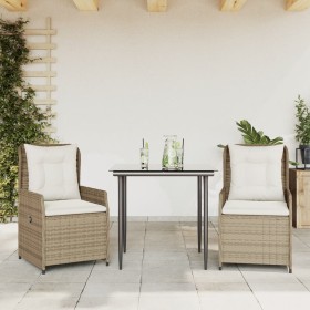 Garten-Essgruppe 3-teilig mit Kissen aus synthetischem Rattan in Beige. von , Gartensets - Ref: Foro24-3262882, Preis: 292,99...