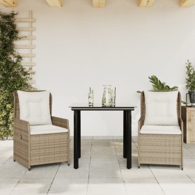 3-piece garden dining set with beige synthetic rattan cushions by , Garden sets - Ref: Foro24-3262889, Price: 275,99 €, Disco...