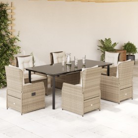 Garten-Essgruppe 7-teilig mit Kissen aus synthetischem Rattan in Beige. von , Gartensets - Ref: Foro24-3262894, Preis: 815,78...