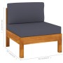 Zentrales Sofa 2 Stück dunkelgraue Kissen Akazienholz von vidaXL, Modulare Sofas für den Außenbereich - Ref: Foro24-310639, P...