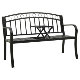 Banco de jardín con mesa acero negro 125 cm de vidaXL, Bancos de jardín - Ref: Foro24-312040, Precio: 167,99 €, Descuento: %