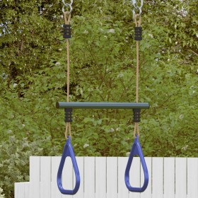 Trapeze bar with gymnastics rings for children, blue and green steel. by , Accessories for swings and play structures - Ref: ...