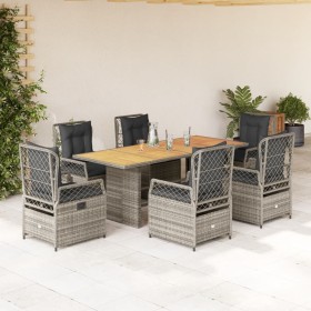 Set comedor jardín 7 pzas y cojines ratán sintético gris de , Conjuntos de jardín - Ref: Foro24-3262930, Precio: 815,21 €, De...