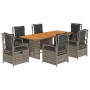 Set comedor jardín 7 pzas y cojines ratán sintético gris de , Conjuntos de jardín - Ref: Foro24-3262930, Precio: 814,57 €, De...