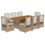 Set comedor de jardín 9 pzas con cojines ratán sintético beige de , Conjuntos de jardín - Ref: Foro24-3262939, Precio: 1,00 €...