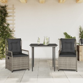 3-piece garden dining set with gray synthetic rattan cushions by , Garden sets - Ref: Foro24-3262985, Price: 297,99 €, Discou...