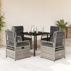 5-piece garden dining set with gray synthetic rattan cushions by , Garden sets - Ref: Foro24-3262993, Price: 483,99 €, Discou...