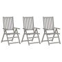 Reclining garden chairs 3 pcs solid acacia wood gray by vidaXL, Garden chairs - Ref: Foro24-310618, Price: 149,99 €, Discount: %