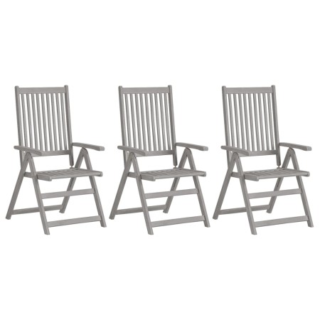 Reclining garden chairs 3 pcs solid acacia wood gray by vidaXL, Garden chairs - Ref: Foro24-310618, Price: 149,99 €, Discount: %