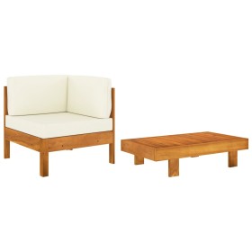 Garden furniture 2 pcs cushions white cream acacia wood by vidaXL, Modular outdoor sofas - Ref: Foro24-310636, Price: 199,02 ...