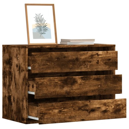 Corner chest of drawers made of smoked oak engineered wood, measuring 80x41x58 cm. by , Drawers - Ref: Foro24-852856, Price: ...