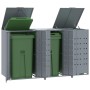 3-container gray steel trash shed 207x79x117 cm by , Waste container supports - Ref: Foro24-3279988, Price: 604,79 €, Discoun...