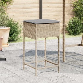 Küchenhocker mit 2 Stück beigen Kunststoff-Rattankissen von , Gartenstühle - Ref: Foro24-368320, Preis: 91,06 €, Rabatt: %