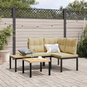 Garden benches and 2-piece cushions, steel with black powder coating. by , garden benches - Ref: Foro24-4008562, Price: 188,9...