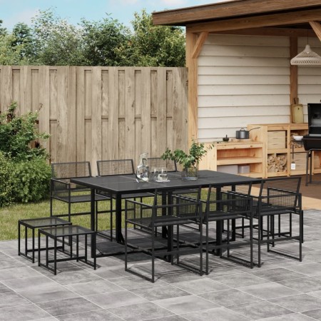 11-piece black synthetic rattan garden dining set by , Garden sets - Ref: Foro24-3295054, Price: 670,99 €, Discount: %